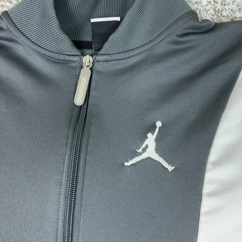 Jordan Jacket Mens Medium‎ Gray White Jumpman Full Zip Track Athletic Basketball